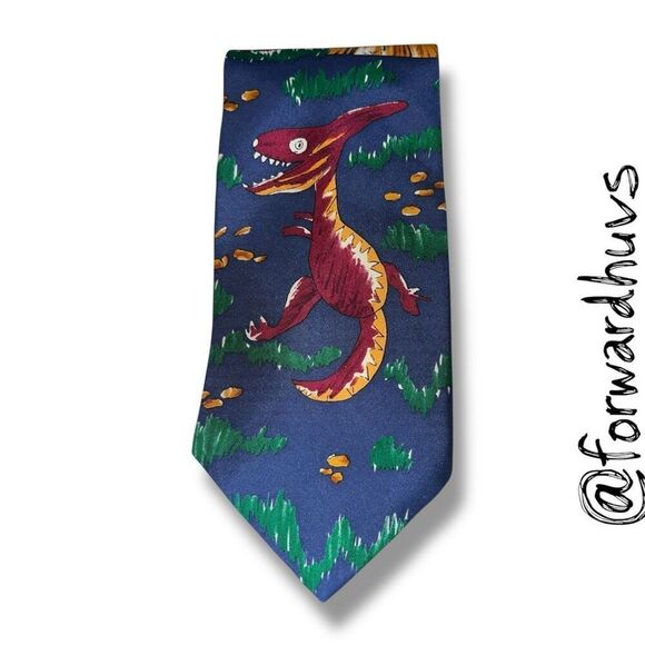 Save the Children Necktie – “Dinosaur Land” by Caroline, Age 8 – 100% Silk - Picture 3 of 8